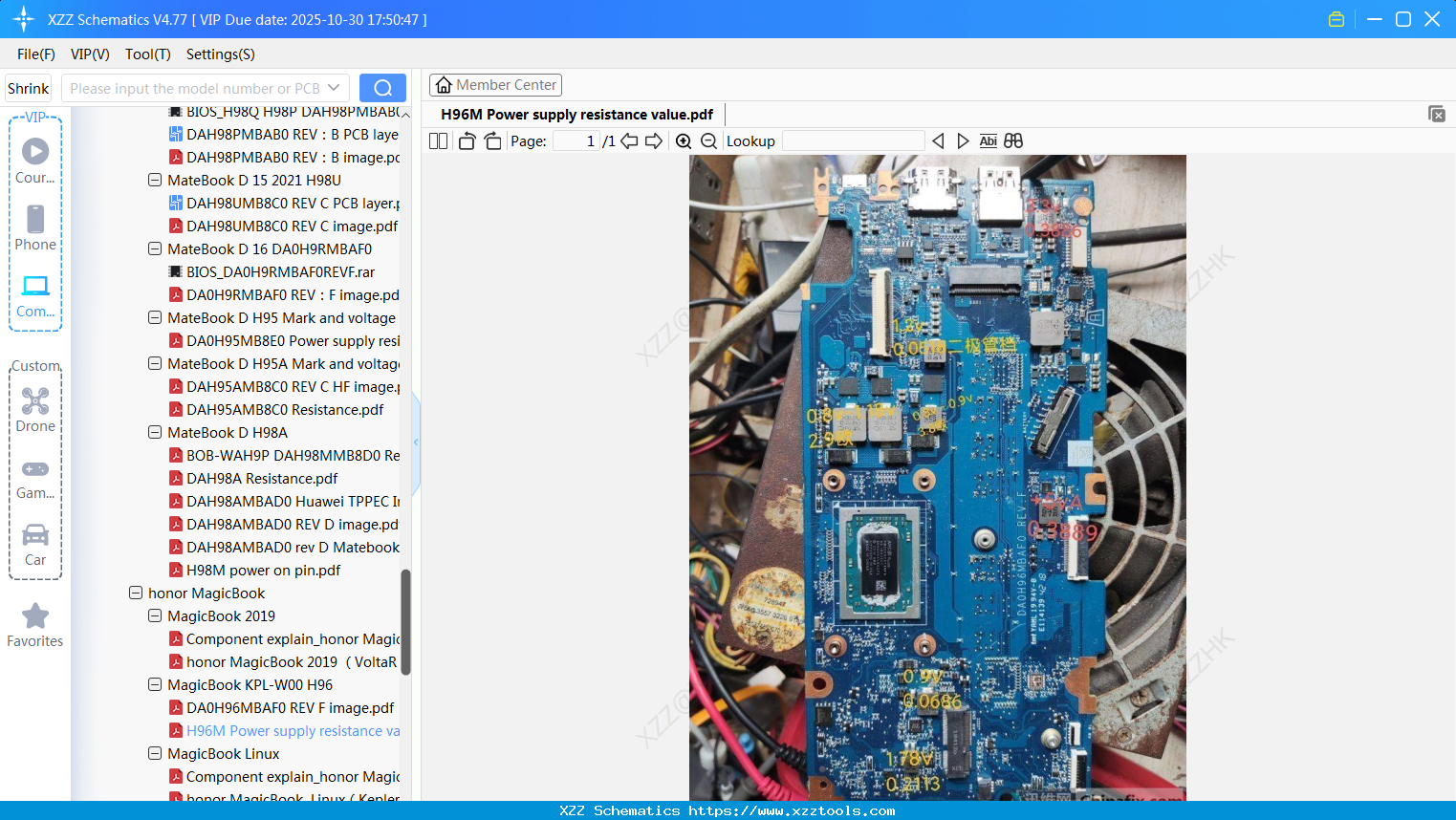 Laptop HUAWEI H96M Power Supply Resistance Value